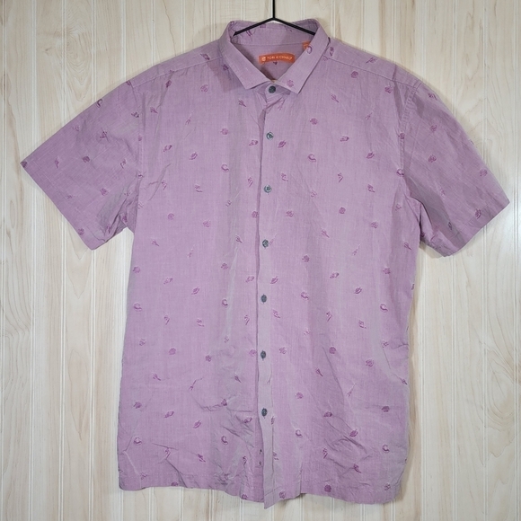 Tori Richard Men Short Sleeve Cotton Aloha Shirt Sea Shell Sz Lg - Picture 5 of 6